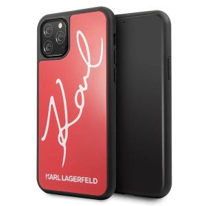 Karl Lagerfeld KLHCN65DLKSRE iPhone 11 Pro Max piros Signature csillogó keménytok