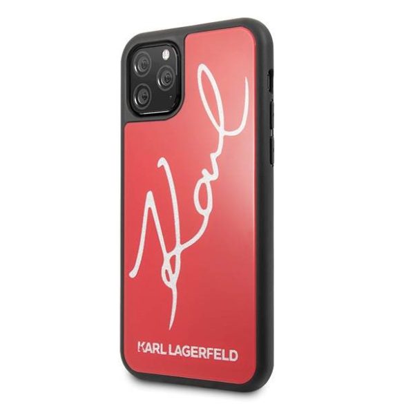 Karl Lagerfeld KLHCN65DLKSRE iPhone 11 Pro Max piros Signature csillogó keménytok