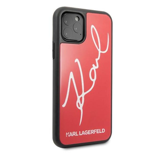 Karl Lagerfeld KLHCN65DLKSRE iPhone 11 Pro Max piros Signature csillogó keménytok