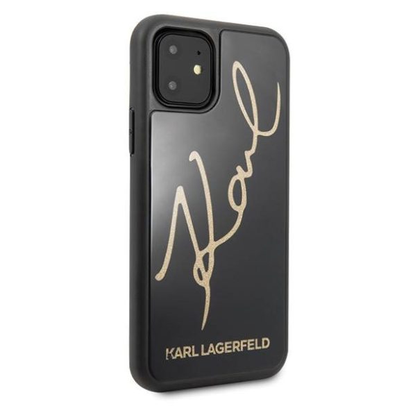 Karl Lagerfeld KLHCN61DLKSBK iPhone 11 6,1" / Xr fekete Signature Glitter keménytok