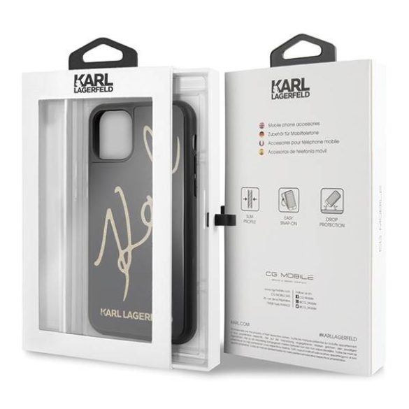 Karl Lagerfeld KLHCN61DLKSBK iPhone 11 6,1" / Xr fekete Signature Glitter keménytok