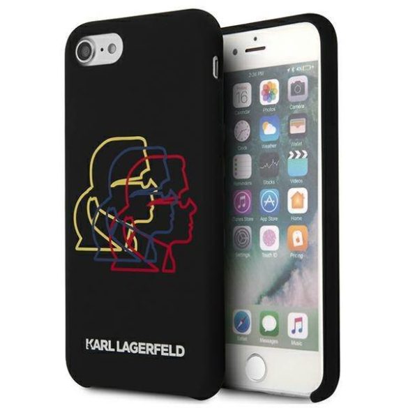 Karl Lagerfeld KLHCI8SLGKBK iPhone 7/8 /SE 2020/ SE 2022 keménytok fekete szilikon Triple Head