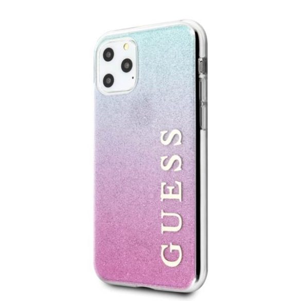 Guess GUHCN58PCUGLPBL iPhone 11 Pro rózsaszín kék keménytok Glitter Gradient