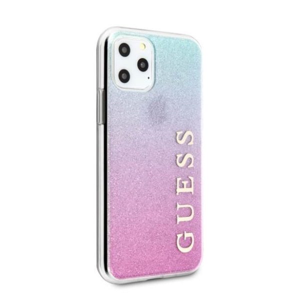 Guess GUHCN58PCUGLPBL iPhone 11 Pro rózsaszín kék keménytok Glitter Gradient