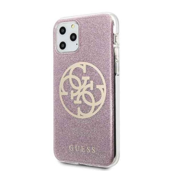 Guess GUHCN58PCUGLPI iPhone 11 Pro rózsaszín 4G Circle Glitter keménytok