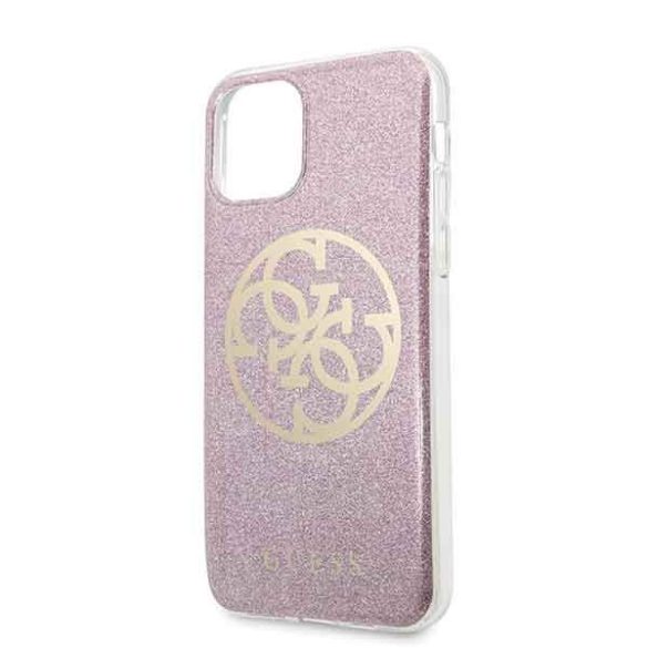 Guess GUHCN58PCUGLPI iPhone 11 Pro rózsaszín 4G Circle Glitter keménytok