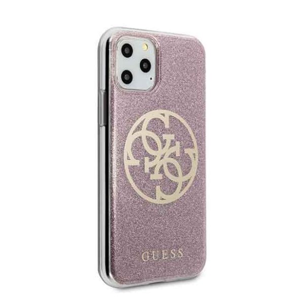 Guess GUHCN58PCUGLPI iPhone 11 Pro rózsaszín 4G Circle Glitter keménytok