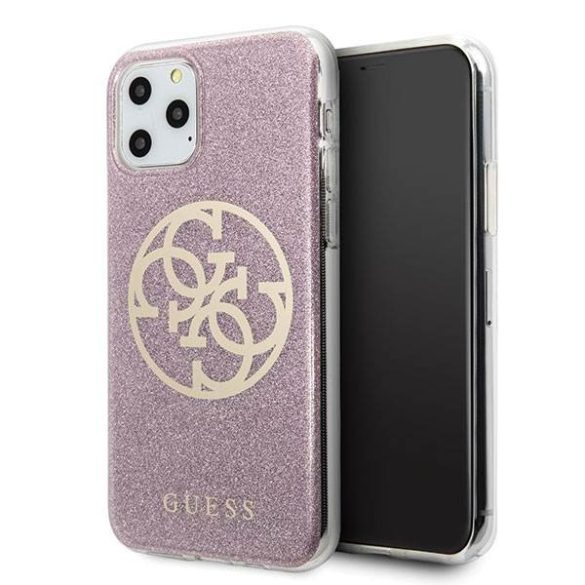 Guess GUHCN65PCUGLPI iPhone 11 Pro Max rózsaszín 4G Circle Glitter keménytok