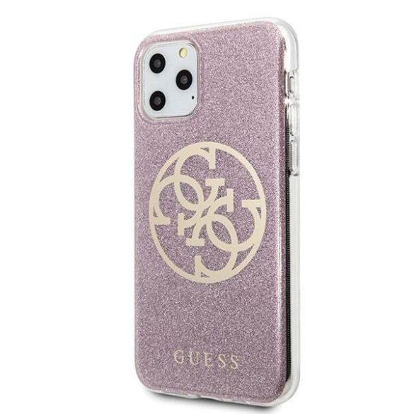 Guess GUHCN65PCUGLPI iPhone 11 Pro Max rózsaszín 4G Circle Glitter keménytok