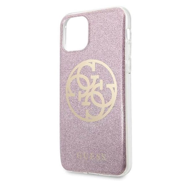 Guess GUHCN65PCUGLPI iPhone 11 Pro Max rózsaszín 4G Circle Glitter keménytok