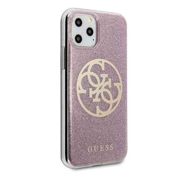 Guess GUHCN65PCUGLPI iPhone 11 Pro Max rózsaszín 4G Circle Glitter keménytok