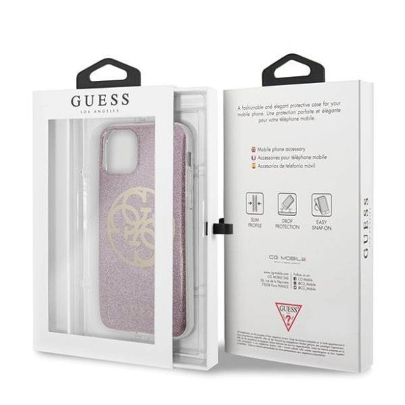 Guess GUHCN65PCUGLPI iPhone 11 Pro Max rózsaszín 4G Circle Glitter keménytok