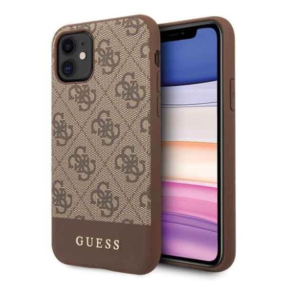 Guess GUHCN61G4GLBR iPhone 11 6,1" / Xr barna 4G Stripe Collection keménytok