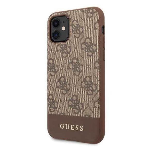 Guess GUHCN61G4GLBR iPhone 11 6,1" / Xr barna 4G Stripe Collection keménytok