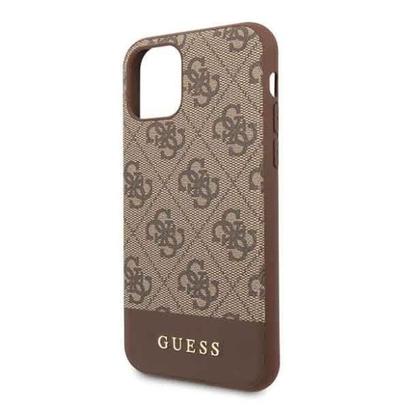 Guess GUHCN61G4GLBR iPhone 11 6,1" / Xr barna 4G Stripe Collection keménytok