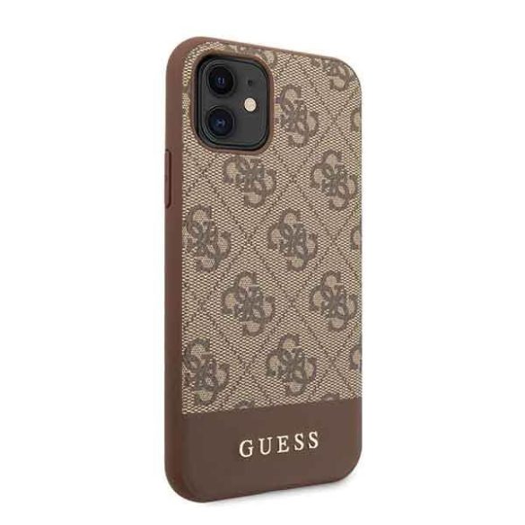 Guess GUHCN61G4GLBR iPhone 11 6,1" / Xr barna 4G Stripe Collection keménytok