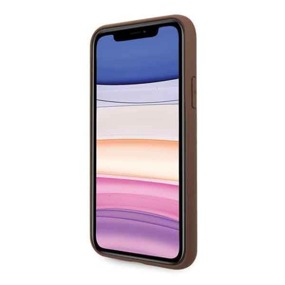 Guess GUHCN61G4GLBR iPhone 11 6,1" / Xr barna 4G Stripe Collection keménytok