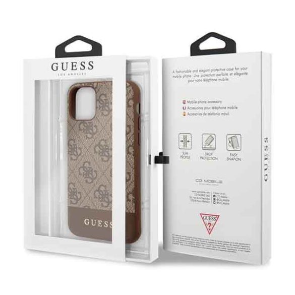 Guess GUHCN61G4GLBR iPhone 11 6,1" / Xr barna 4G Stripe Collection keménytok