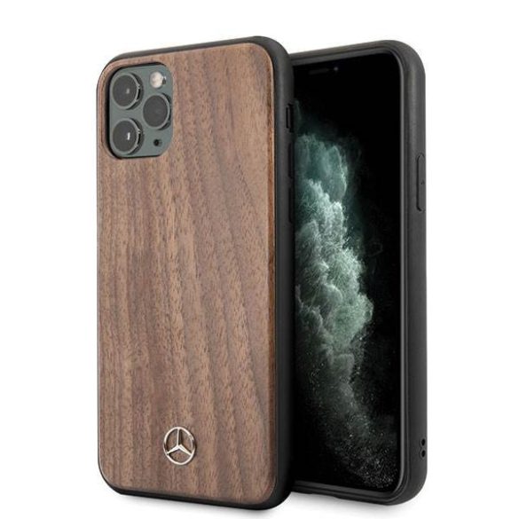 Mercedes MEHCN65VWOLB iPhone 11 Pro Max barna Wood Line Walnut keménytok