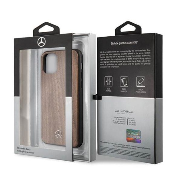 Mercedes MEHCN65VWOLB iPhone 11 Pro Max barna Wood Line Walnut keménytok