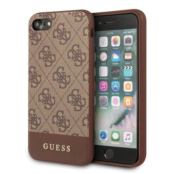 Guess GUHCI8G4GLBR iPhone 7/8/SE 2020 / SE 2022 barna 4G Stripe Collection keménytok