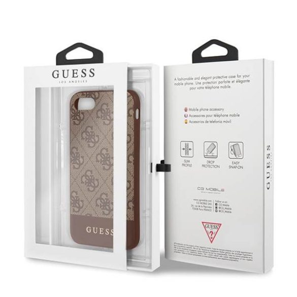 Guess GUHCI8G4GLBR iPhone 7/8/SE 2020 / SE 2022 barna 4G Stripe Collection keménytok