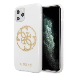   Guess GUHCN65TPUWHGLG iPhone 11 Pro Max fehér csillogó 4G köralakú logós keménytok
