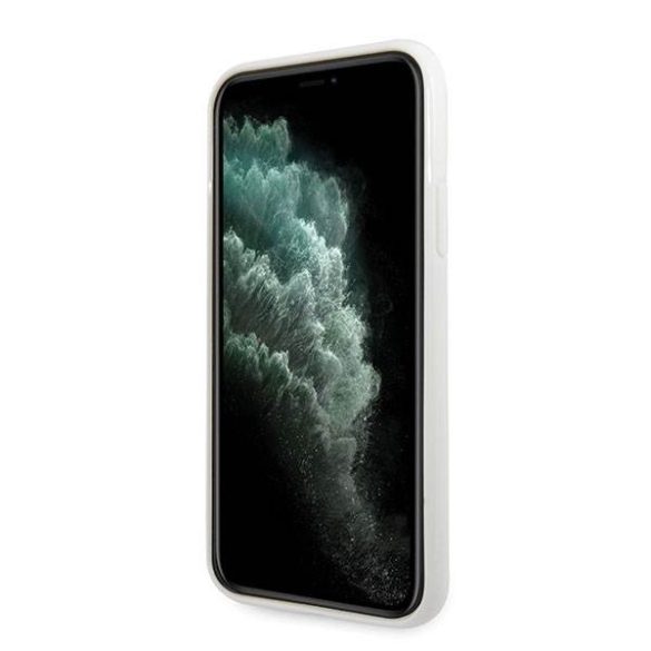 Guess GUHCN65TPUWHGLG iPhone 11 Pro Max fehér csillogó 4G köralakú logós keménytok