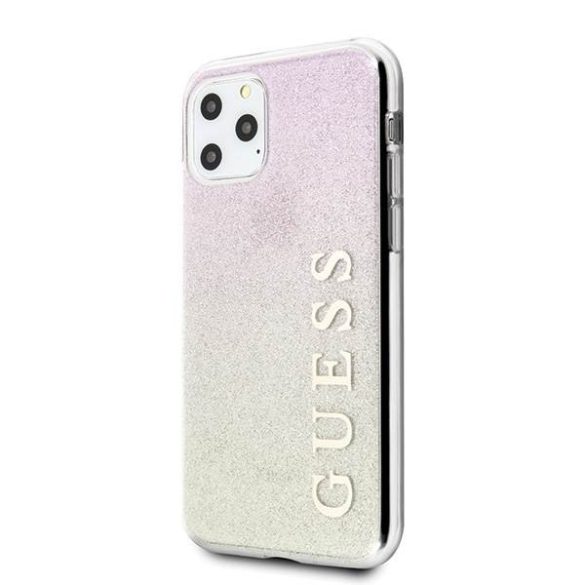 Guess GUHCN65PCUGLGPI iPhone 11 Pro Max rózsaarany színátmenetes Glitter keménytok