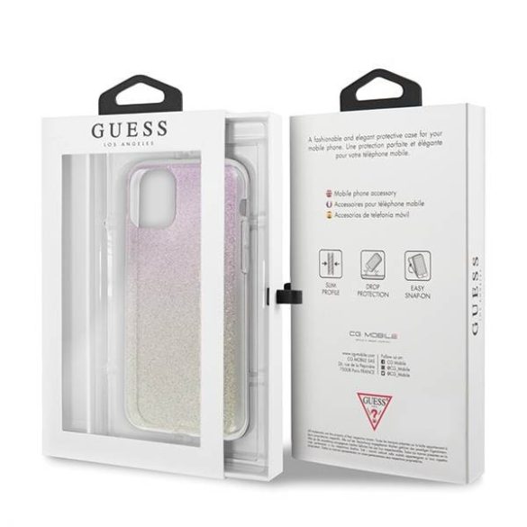 Guess GUHCN65PCUGLGPI iPhone 11 Pro Max rózsaarany színátmenetes Glitter keménytok