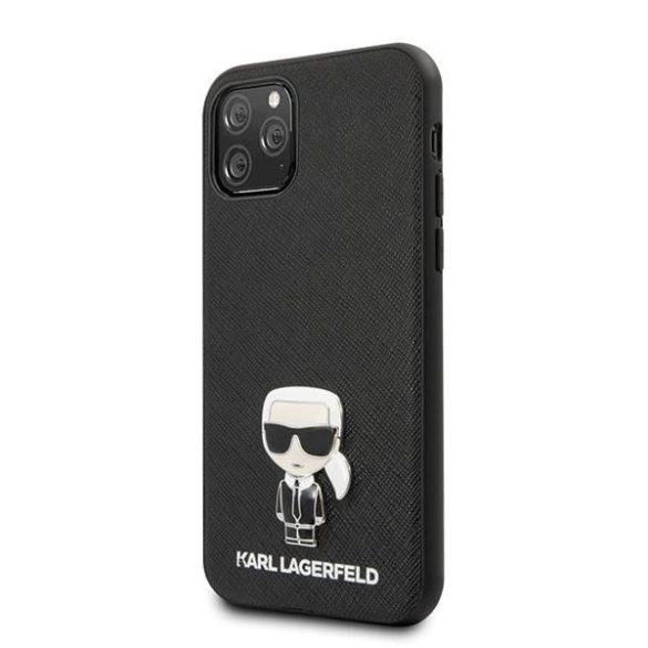 Karl Lagerfeld KLHCN65IKFBMBK iPhone 11 Pro Max keménytok fekete Saffiano ikonikus fém logó