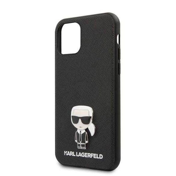 Karl Lagerfeld KLHCN65IKFBMBK iPhone 11 Pro Max keménytok fekete Saffiano ikonikus fém logó