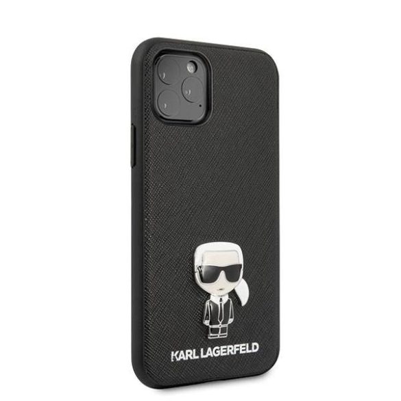 Karl Lagerfeld KLHCN65IKFBMBK iPhone 11 Pro Max keménytok fekete Saffiano ikonikus fém logó