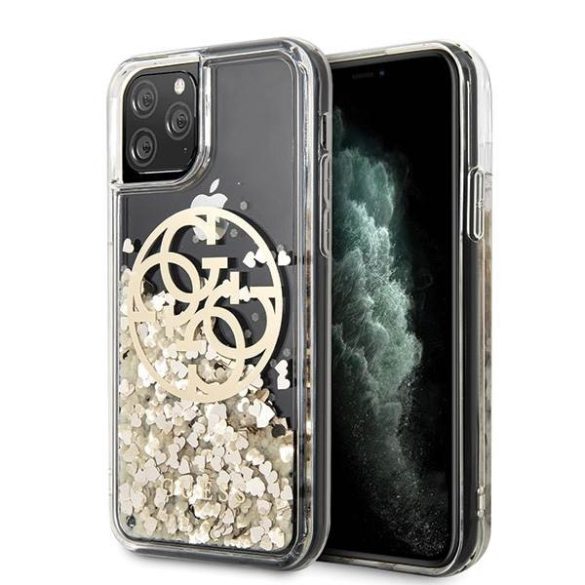 Guess GUHCN65LGGITDGO iPhone 11 Pro Max arany Circle folyékony csillogó kristályos keménytok