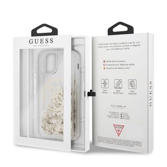 Guess GUHCN65LGGITDGO iPhone 11 Pro Max arany Circle folyékony csillogó kristályos keménytok
