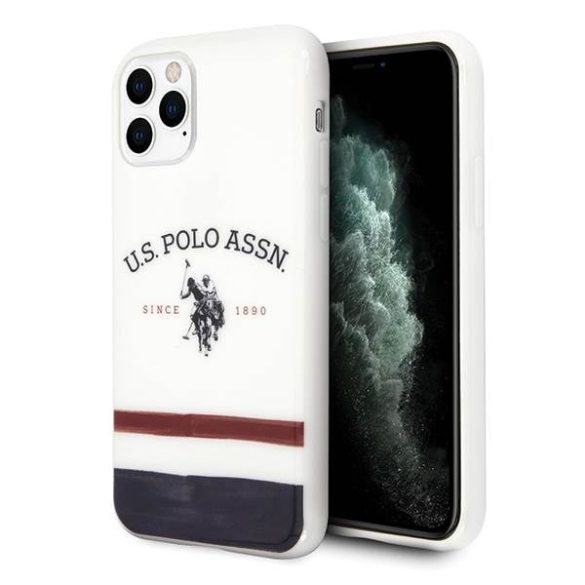 US Polo USHCN65PCSTRB iPhone 11 Pro Max fehér Tricolor Pattern Collection tok