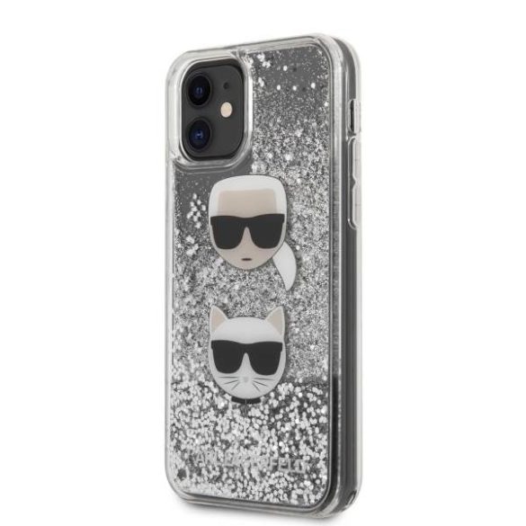 Karl Lagerfeld KLHCN61KCGLSL iPhone 11 6,1" / Xr keménytok ezüst Glitter Karl&Choupette