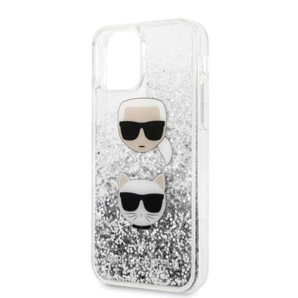 Karl Lagerfeld KLHCN61KCGLSL iPhone 11 6,1" / Xr keménytok ezüst Glitter Karl&Choupette