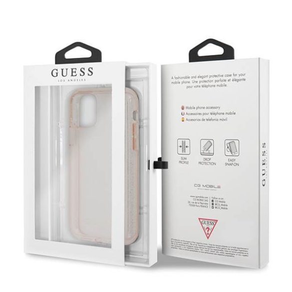 Guess GUHCN65PCGLPI iPhone 11 Pro Max rózsaszín csillogós keménytok