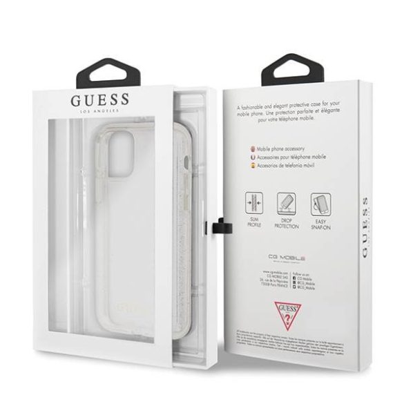 Guess GUHCN58PCGLSI iPhone 11 Pro ezüst csillogós keménytok