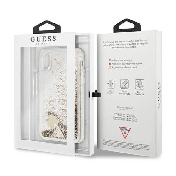 Guess GUOHCPXGLHFLGO iPhone X/Xs arany Glitter Charms keménytok 