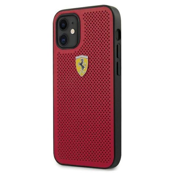 Ferrari FESPEHCP12SRE iPhone 12 mini 5,4" piros On Track perforált keménytok