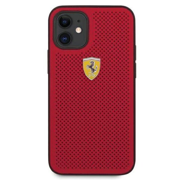 Ferrari FESPEHCP12SRE iPhone 12 mini 5,4" piros On Track perforált keménytok