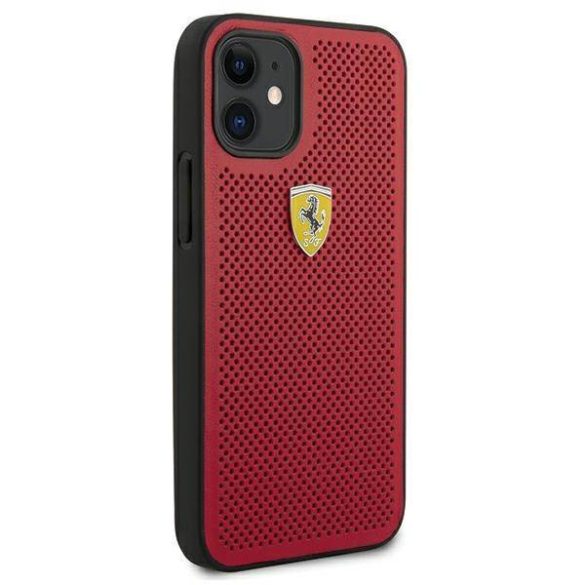 Ferrari FESPEHCP12SRE iPhone 12 mini 5,4" piros On Track perforált keménytok