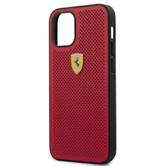 Ferrari FESPEHCP12SRE iPhone 12 mini 5,4" piros On Track perforált keménytok