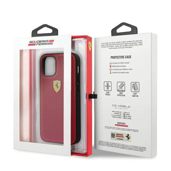 Ferrari FESPEHCP12SRE iPhone 12 mini 5,4" piros On Track perforált keménytok