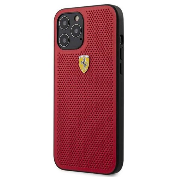 Ferrari FESPEHCP12LRE iPhone 12 Pro Max 6,7" piros On Track perforált keménytok