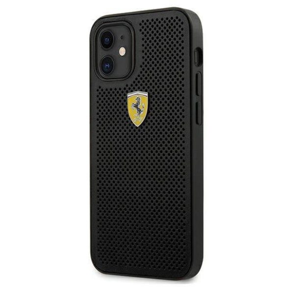 Ferrari FESPEHCP12SBK iPhone 12 mini 5,4" fekete On Track perforált keménytok