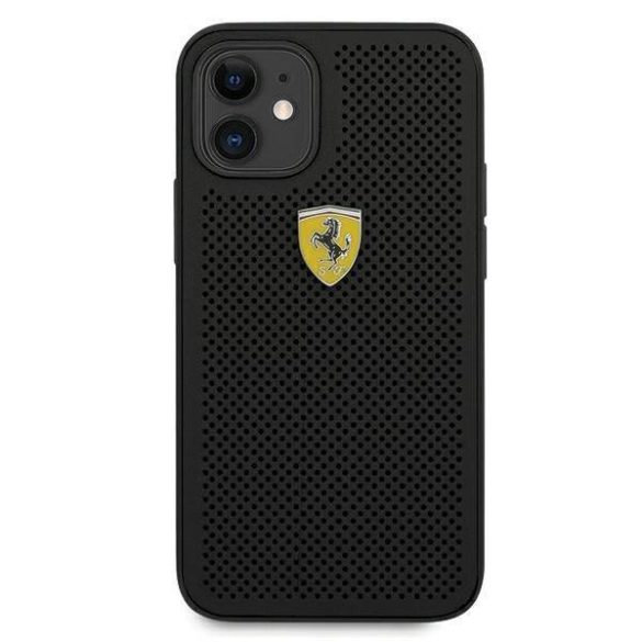 Ferrari FESPEHCP12SBK iPhone 12 mini 5,4" fekete On Track perforált keménytok