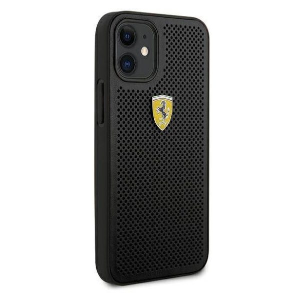 Ferrari FESPEHCP12SBK iPhone 12 mini 5,4" fekete On Track perforált keménytok